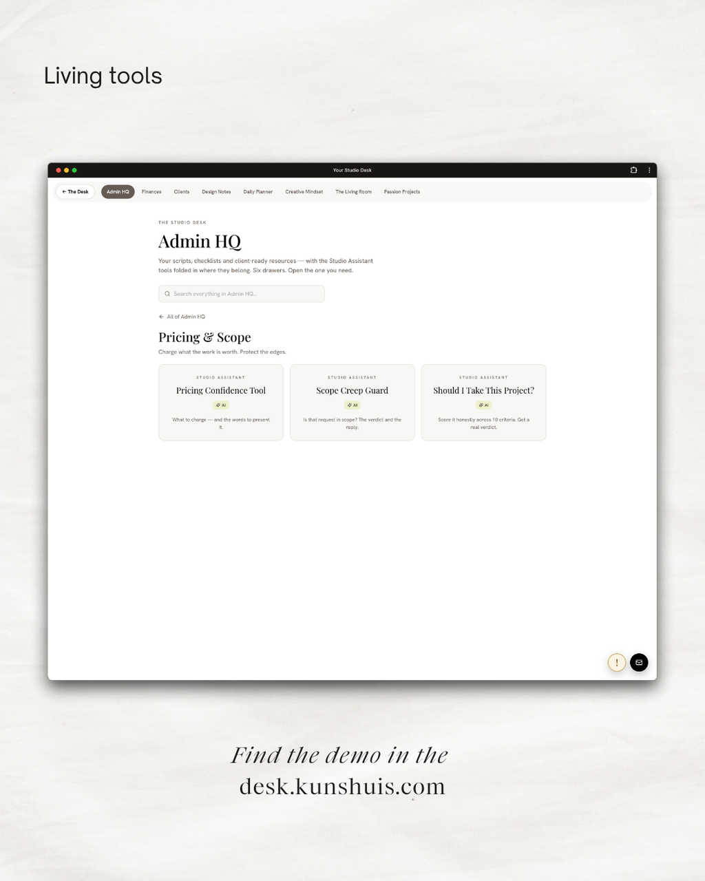 The Studio Desk – Business App for Freelance Designers