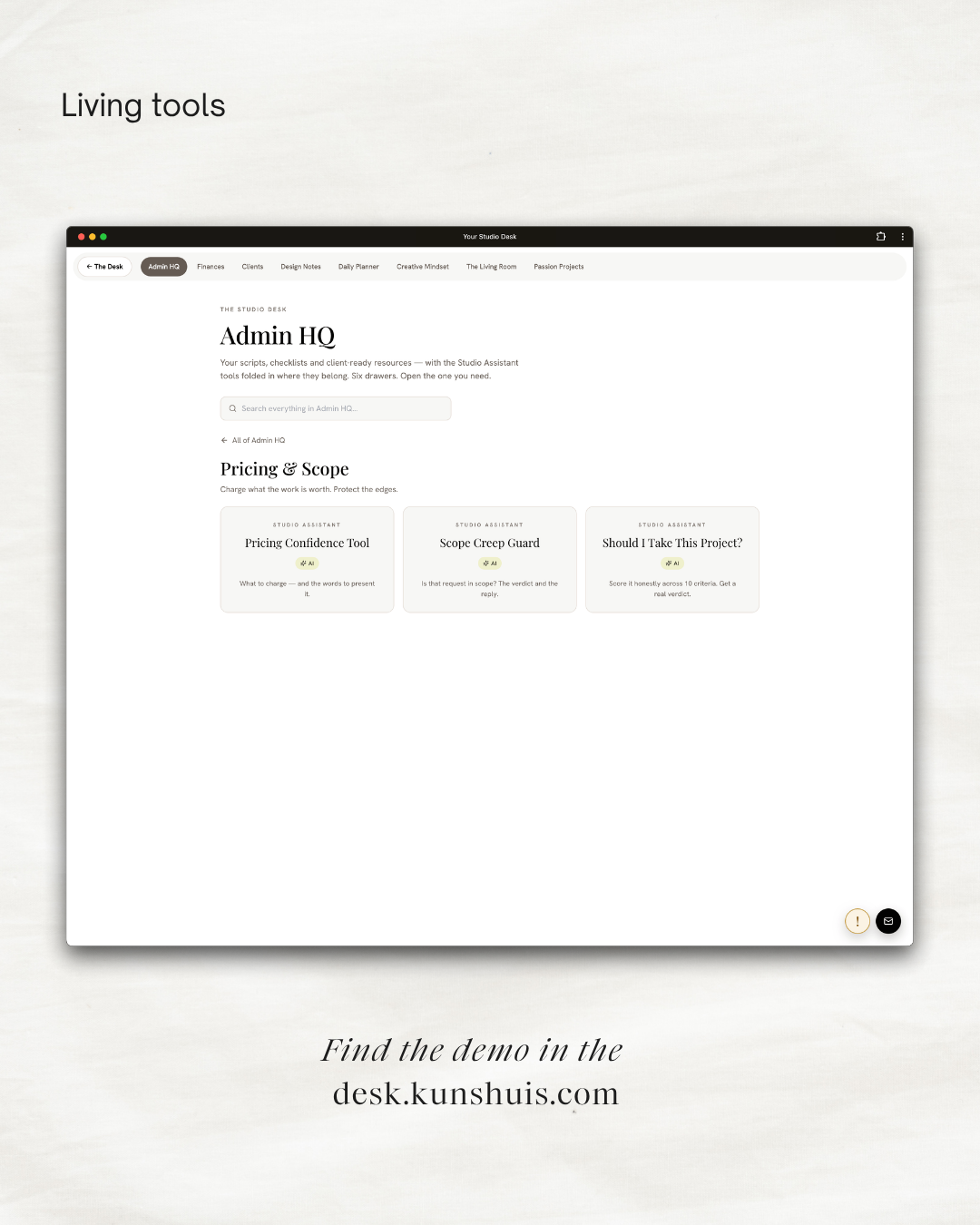 The Studio Desk – Business App for Freelance Designers