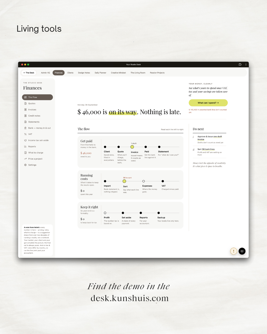 The Studio Desk – Business App for Freelance Designers