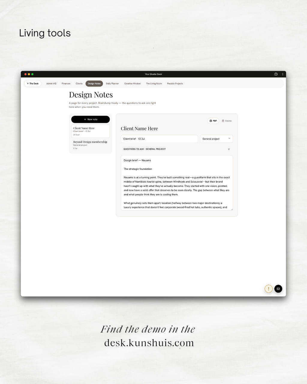 The Studio Desk – Business App for Freelance Designers