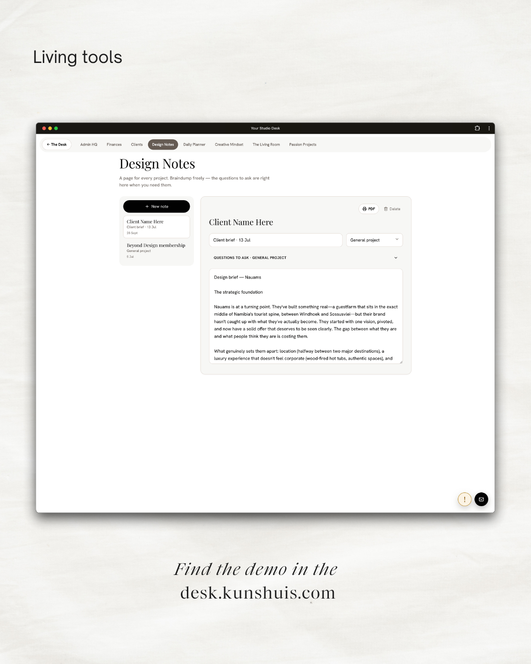 The Studio Desk – Business App for Freelance Designers