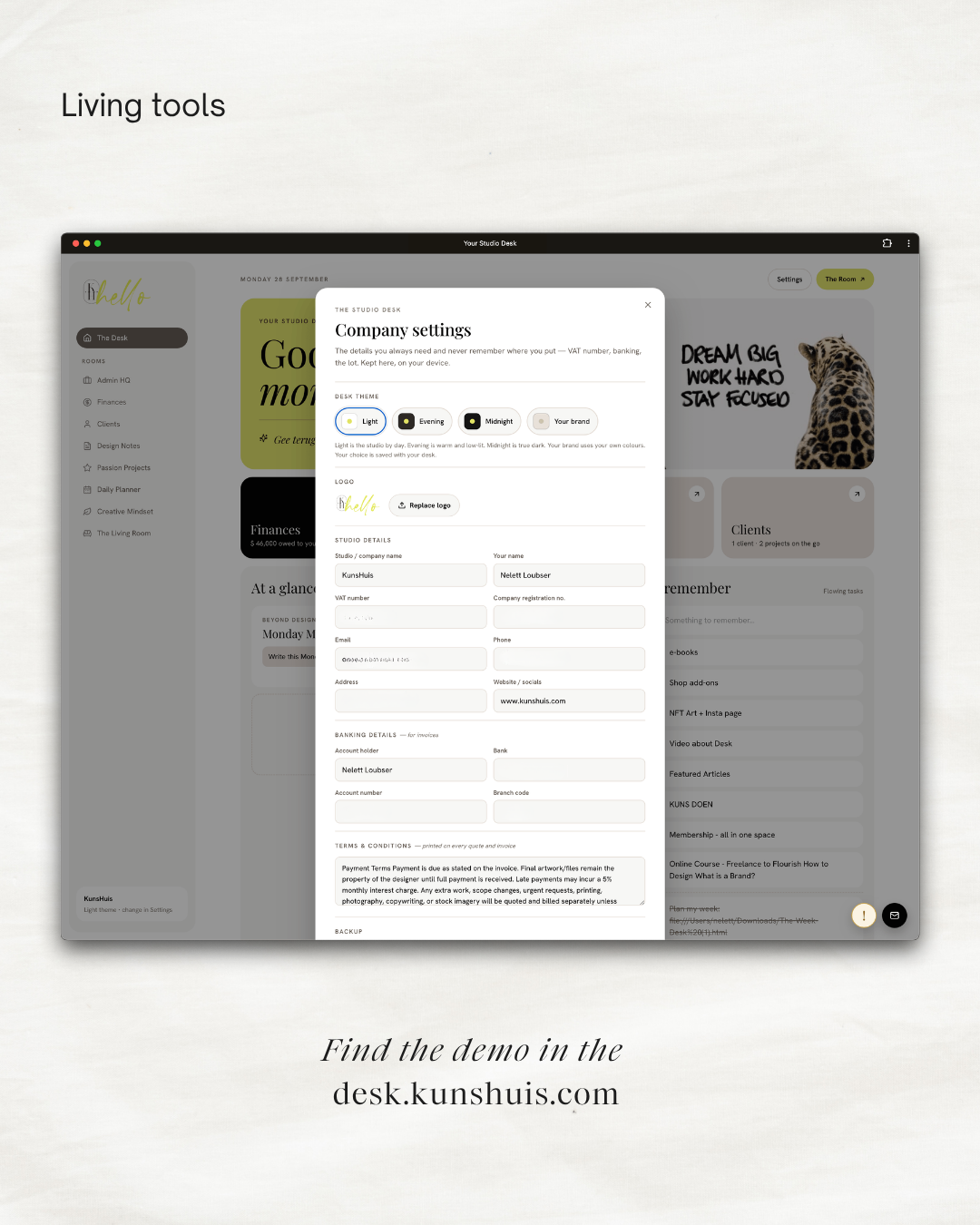 The Studio Desk – Business App for Freelance Designers