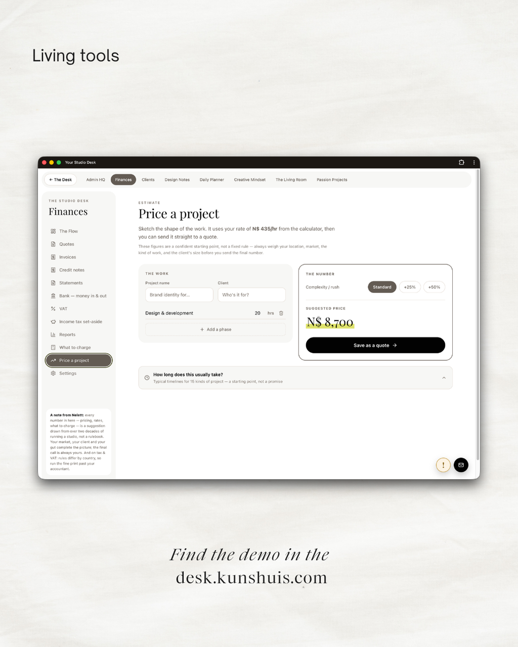 The Studio Desk – Business App for Freelance Designers