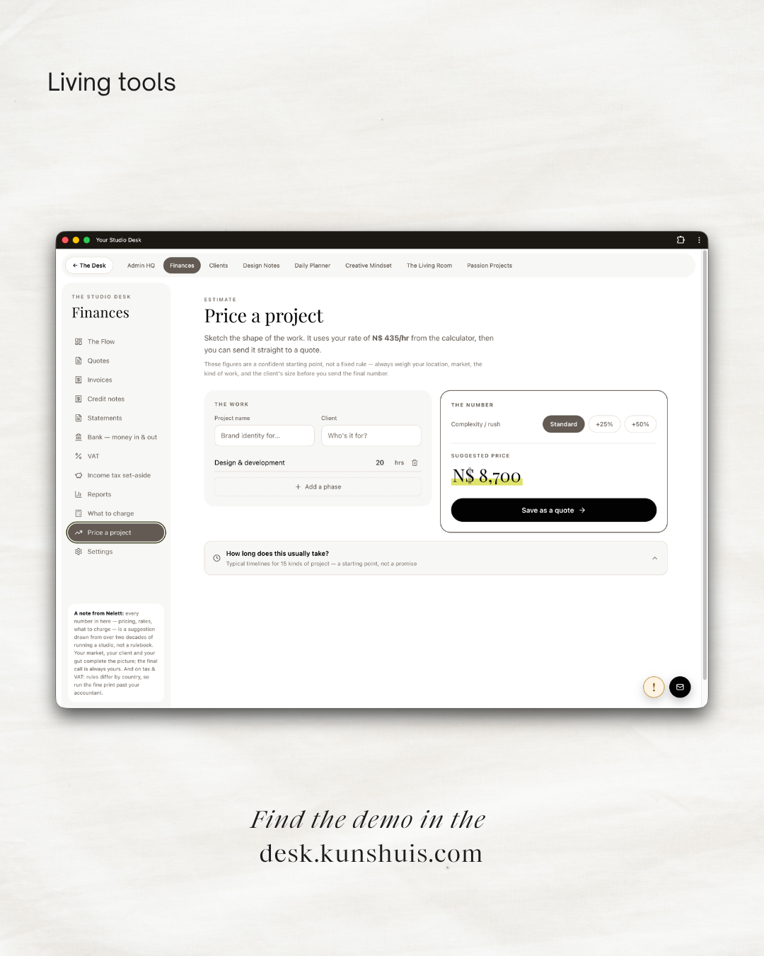 The Studio Desk – Business App for Freelance Designers