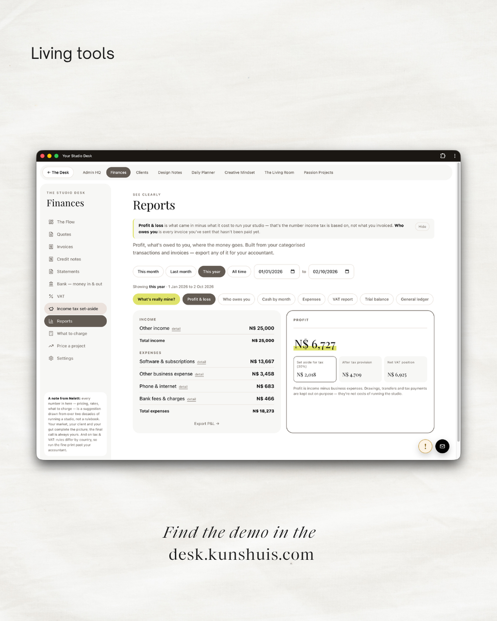 The Studio Desk – Business App for Freelance Designers