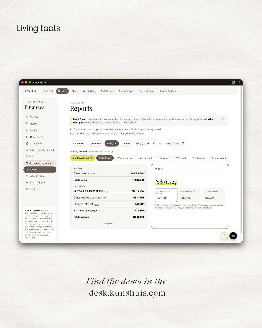 The Studio Desk – Business App for Freelance Designers