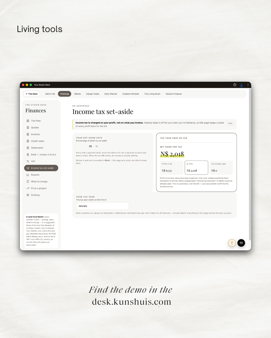 The Studio Desk – Business App for Freelance Designers