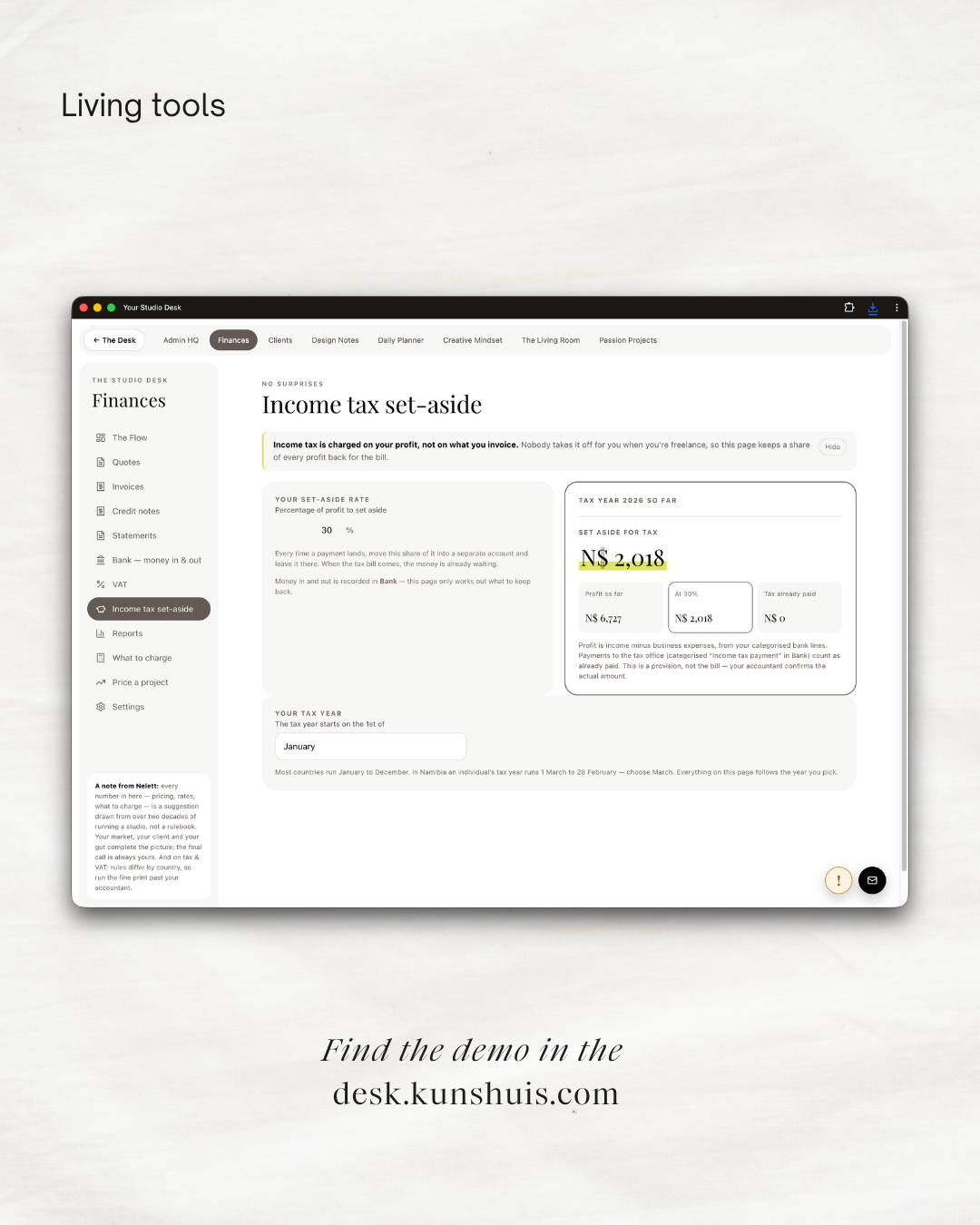 The Studio Desk – Business App for Freelance Designers