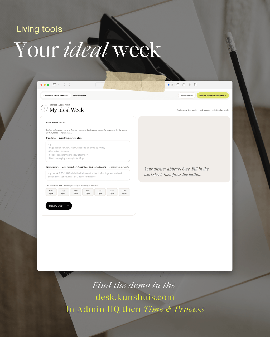 My Ideal Week – Weekly Planner for Creatives | Kunshuis