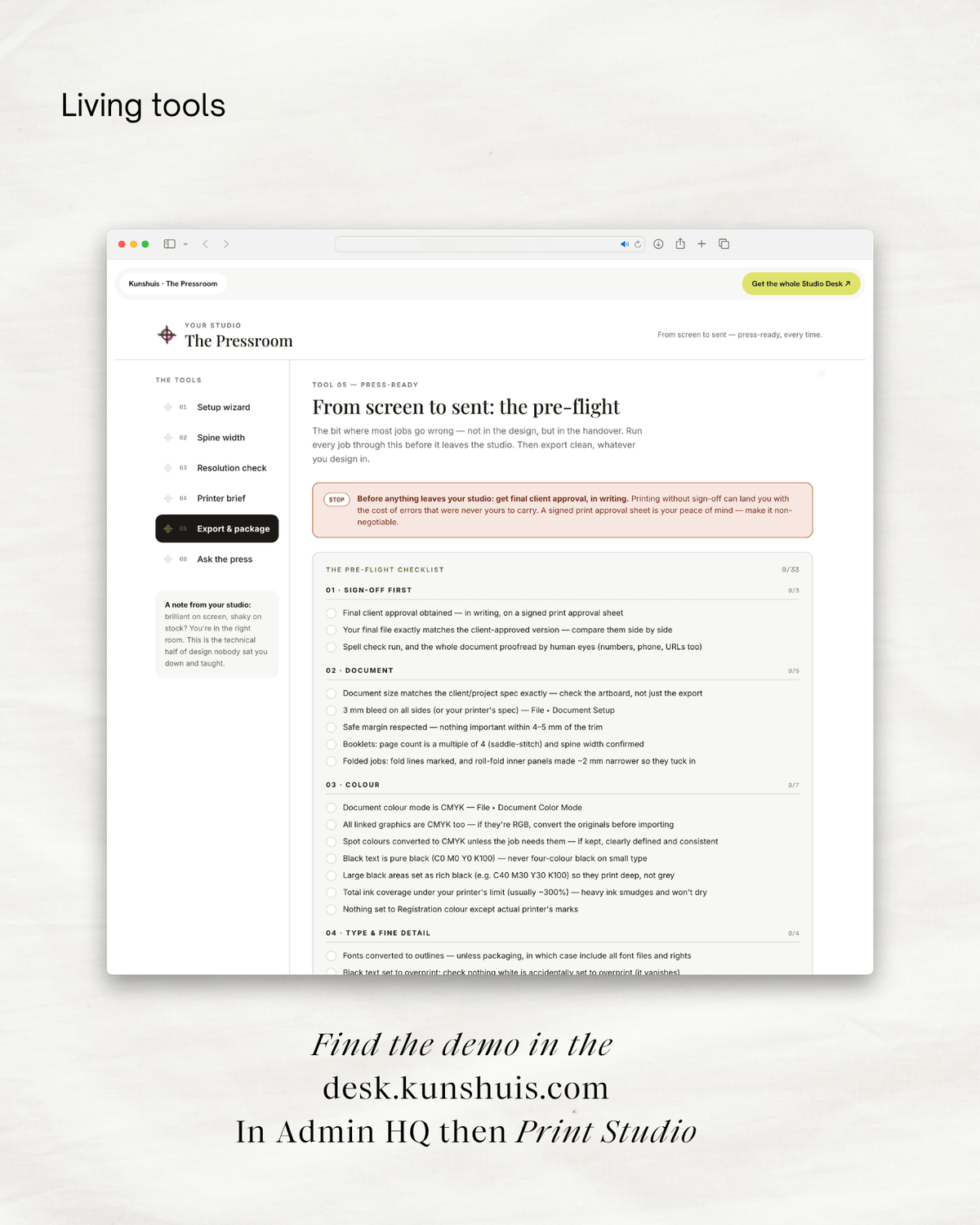 Print-Ready tool preview