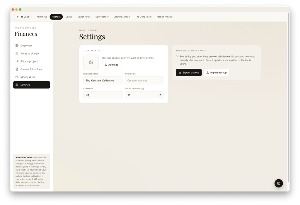 The Studio Desk | Run Your Studio + 12 AI Tools Included