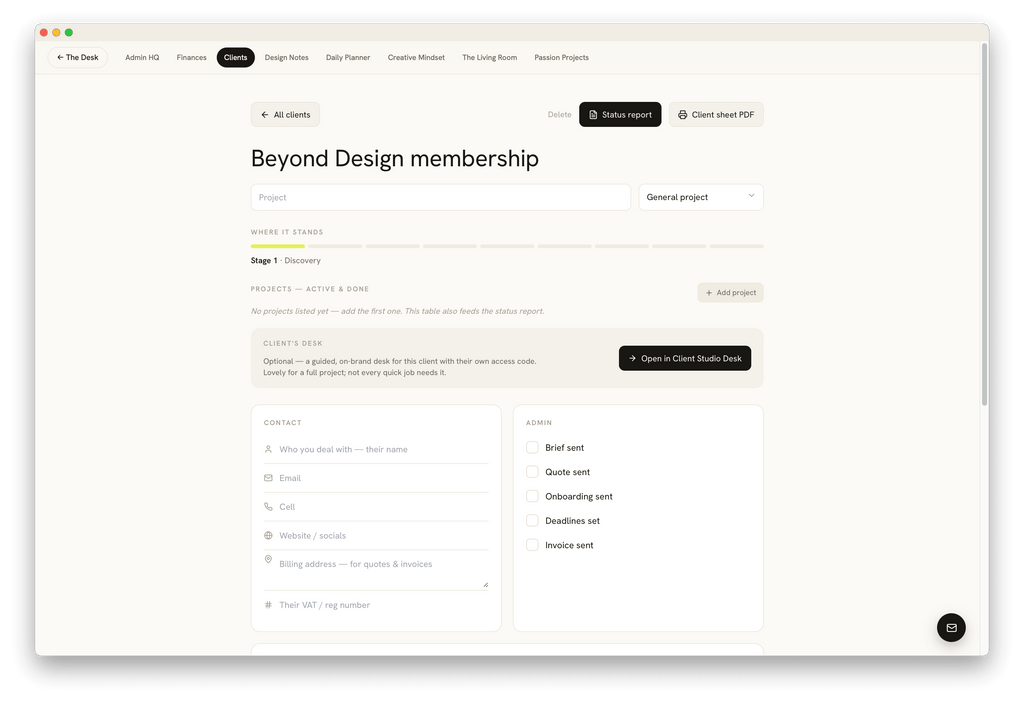 The Studio Desk | Run Your Studio + 12 AI Tools Included