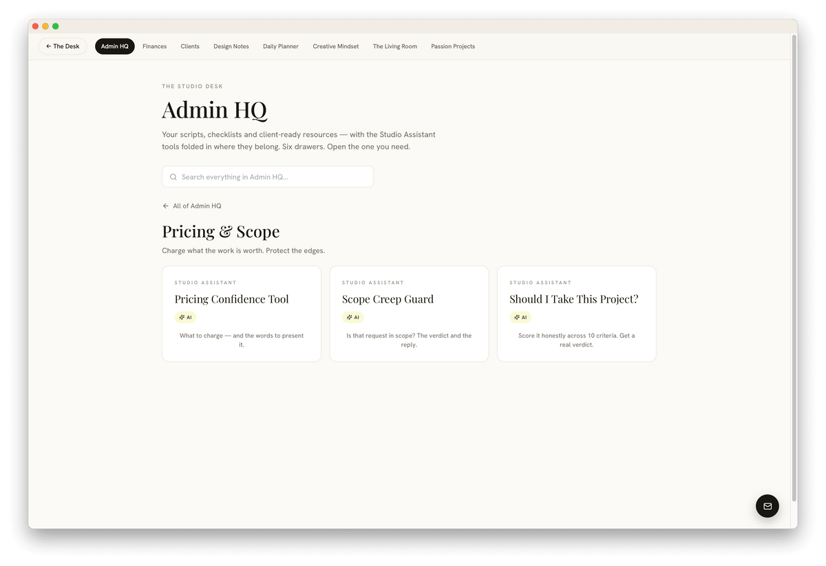 The Studio Desk | Run Your Studio + 12 AI Tools Included