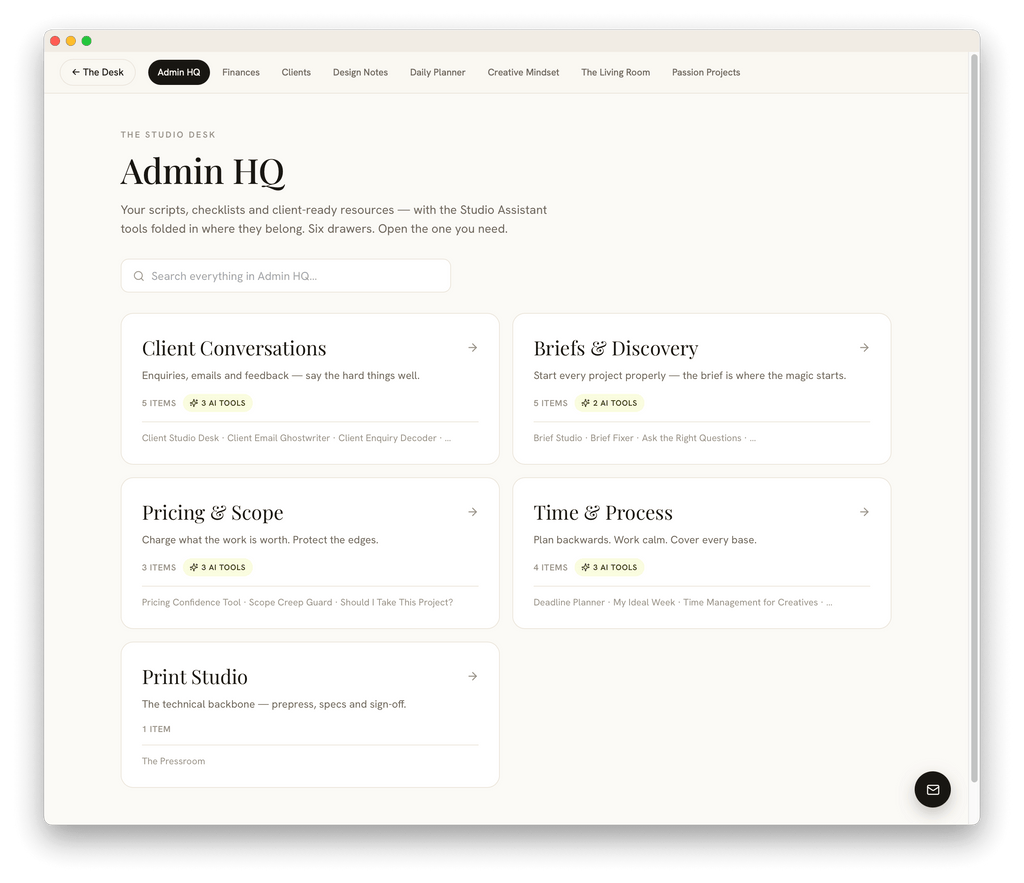 The Studio Desk | Run Your Studio + 12 AI Tools Included