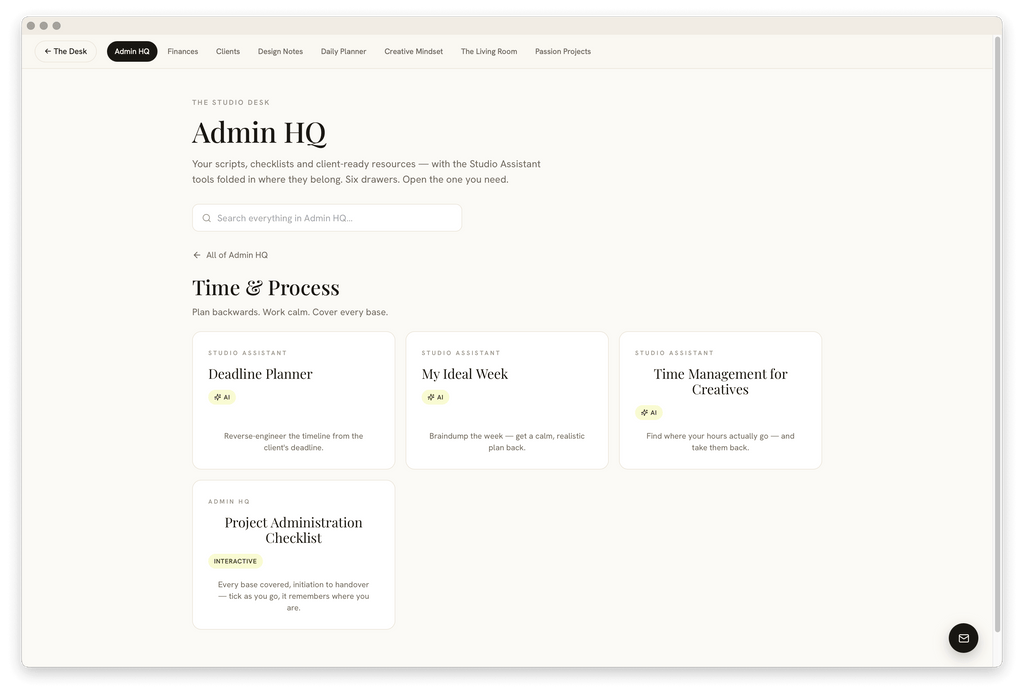 The Studio Desk | Run Your Studio + 12 AI Tools Included
