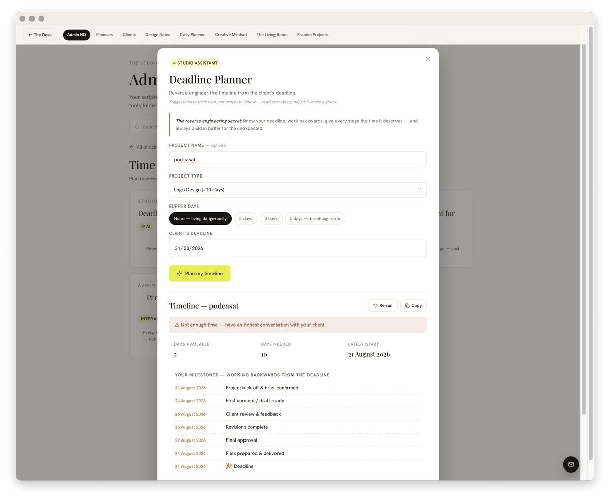 The Studio Desk | Run Your Studio + 12 AI Tools Included