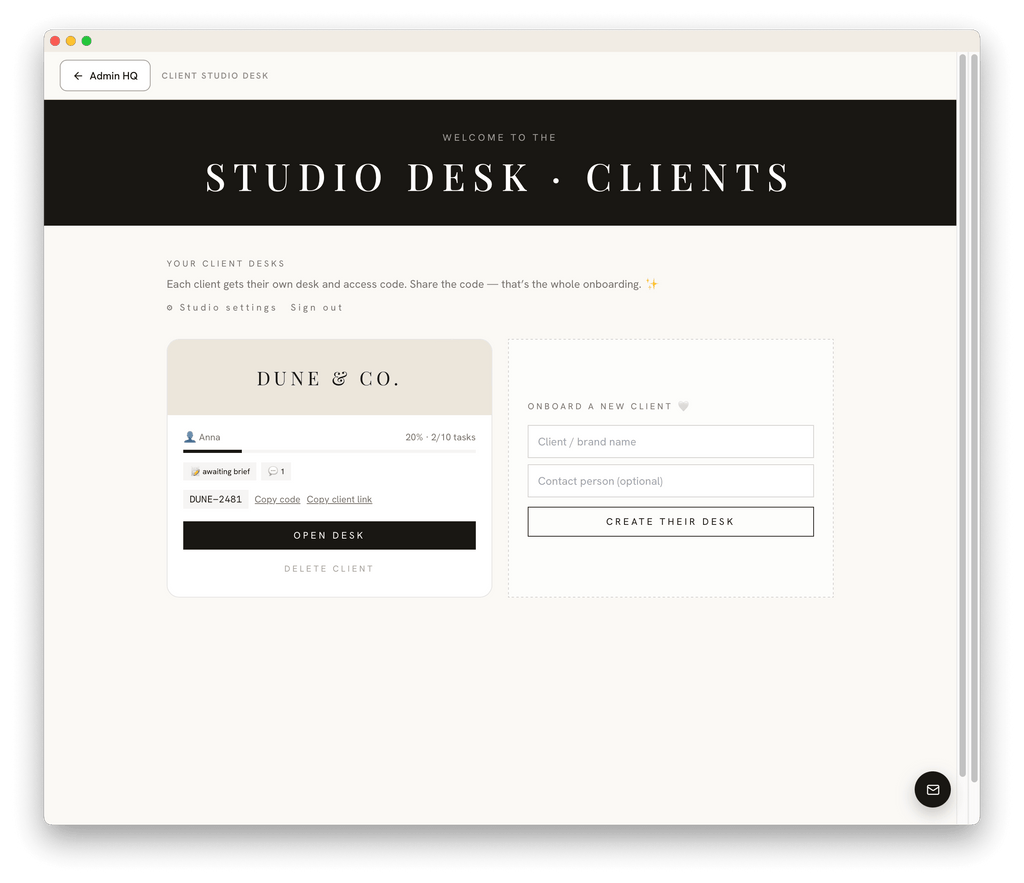 The Studio Desk | Run Your Studio + 12 AI Tools Included