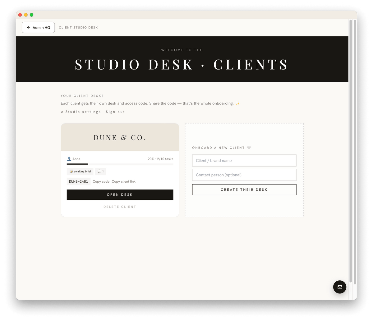 The Studio Desk | Run Your Studio + 12 AI Tools Included