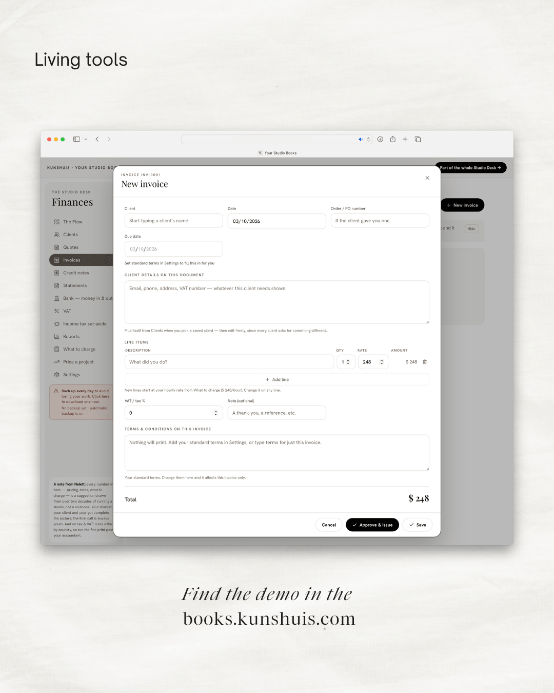 Your Studio Books – Invoicing & Bookkeeping app for Designers