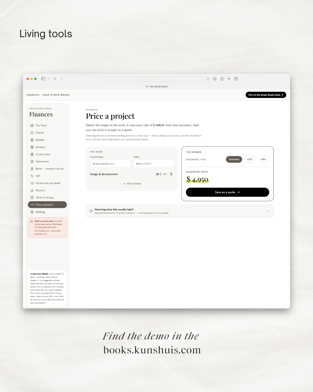 Your Studio Books – Invoicing & Bookkeeping app for Designers