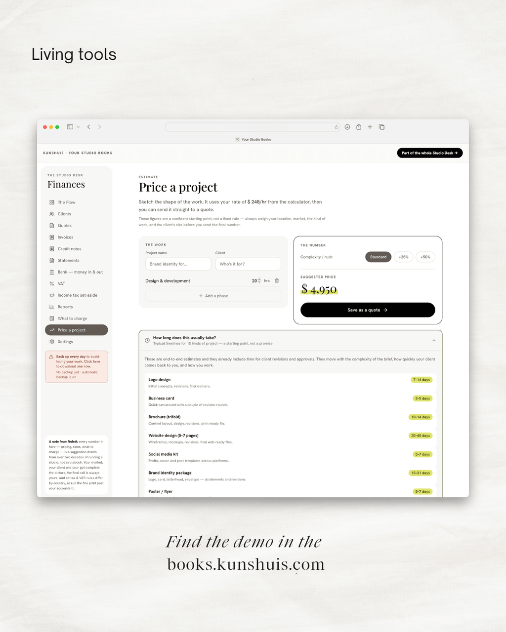 Your Studio Books – Invoicing & Bookkeeping app for Designers