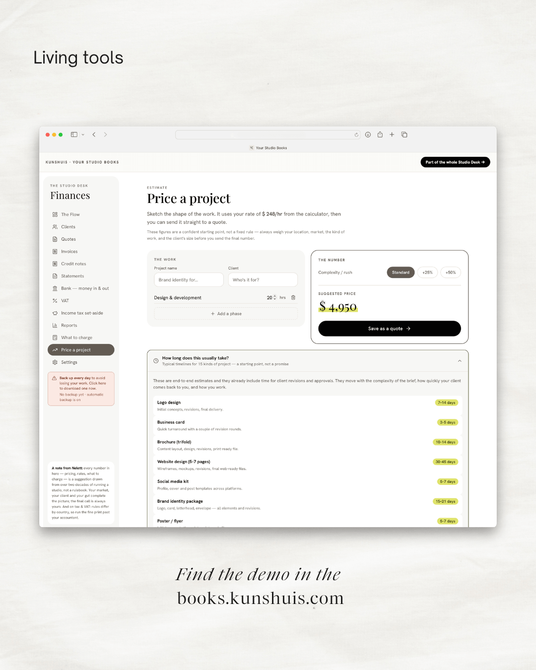 Your Studio Books – Invoicing & Bookkeeping app for Designers