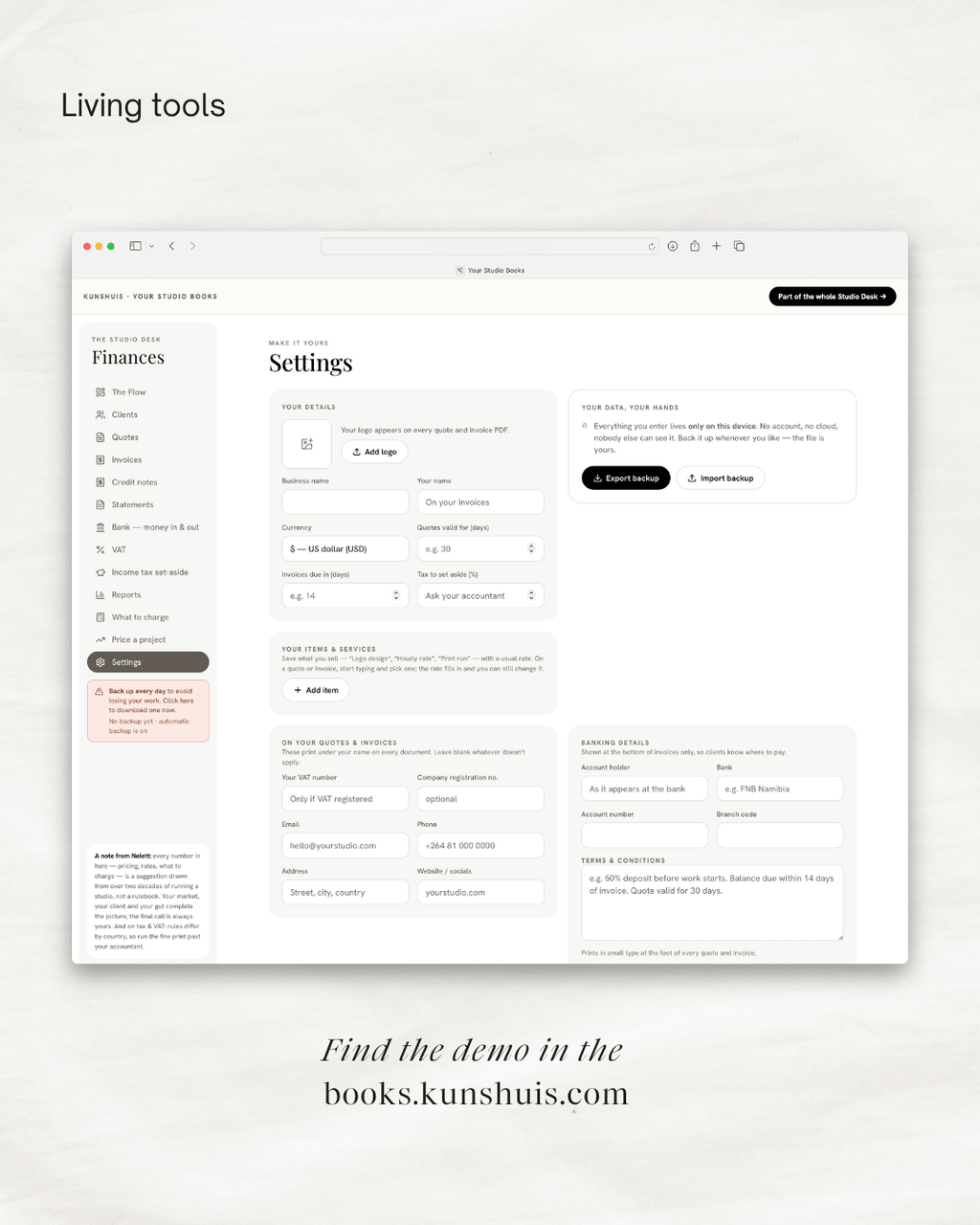 Your Studio Books – Invoicing & Bookkeeping app for Designers