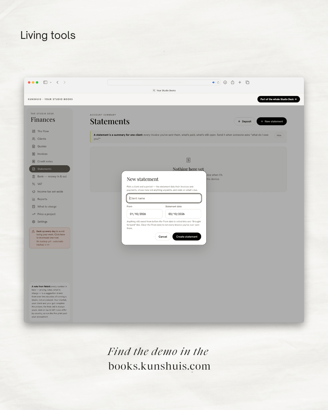 Your Studio Books – Invoicing & Bookkeeping app for Designers