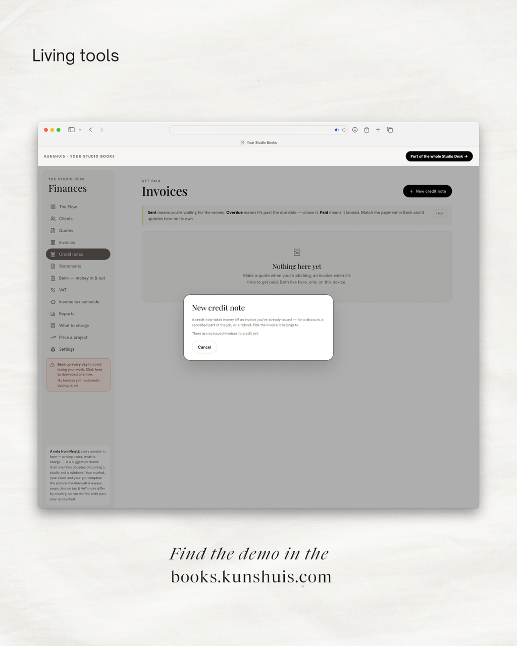 Your Studio Books – Invoicing & Bookkeeping app for Designers