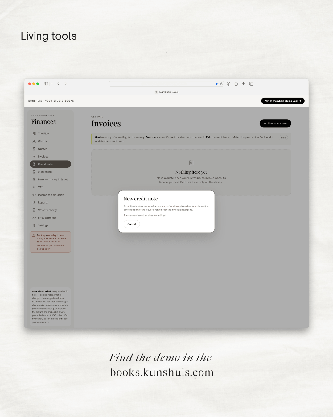 Your Studio Books – Invoicing & Bookkeeping app for Designers