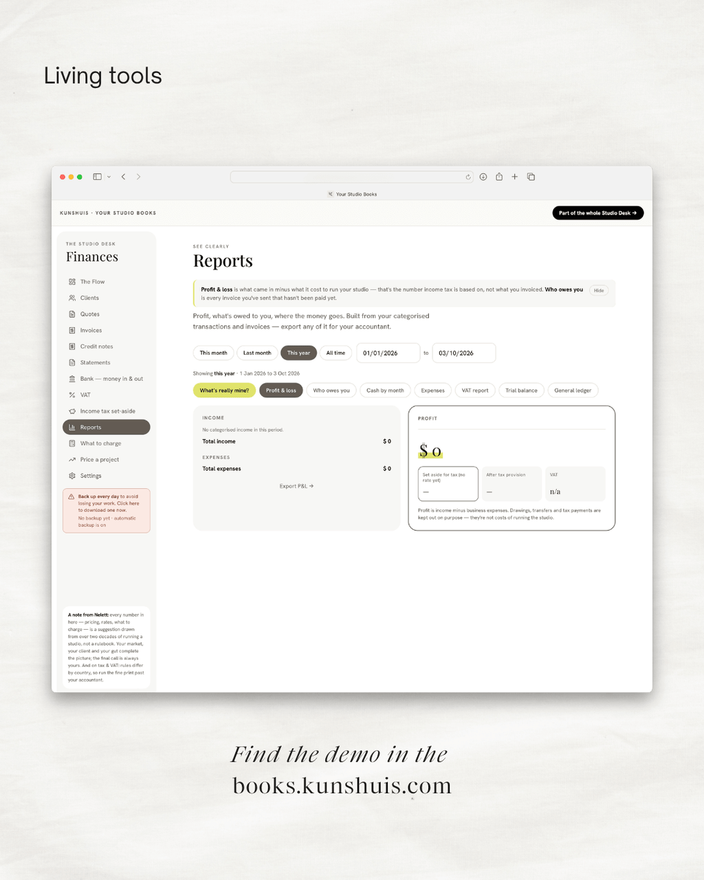 Your Studio Books – Invoicing & Bookkeeping app for Designers