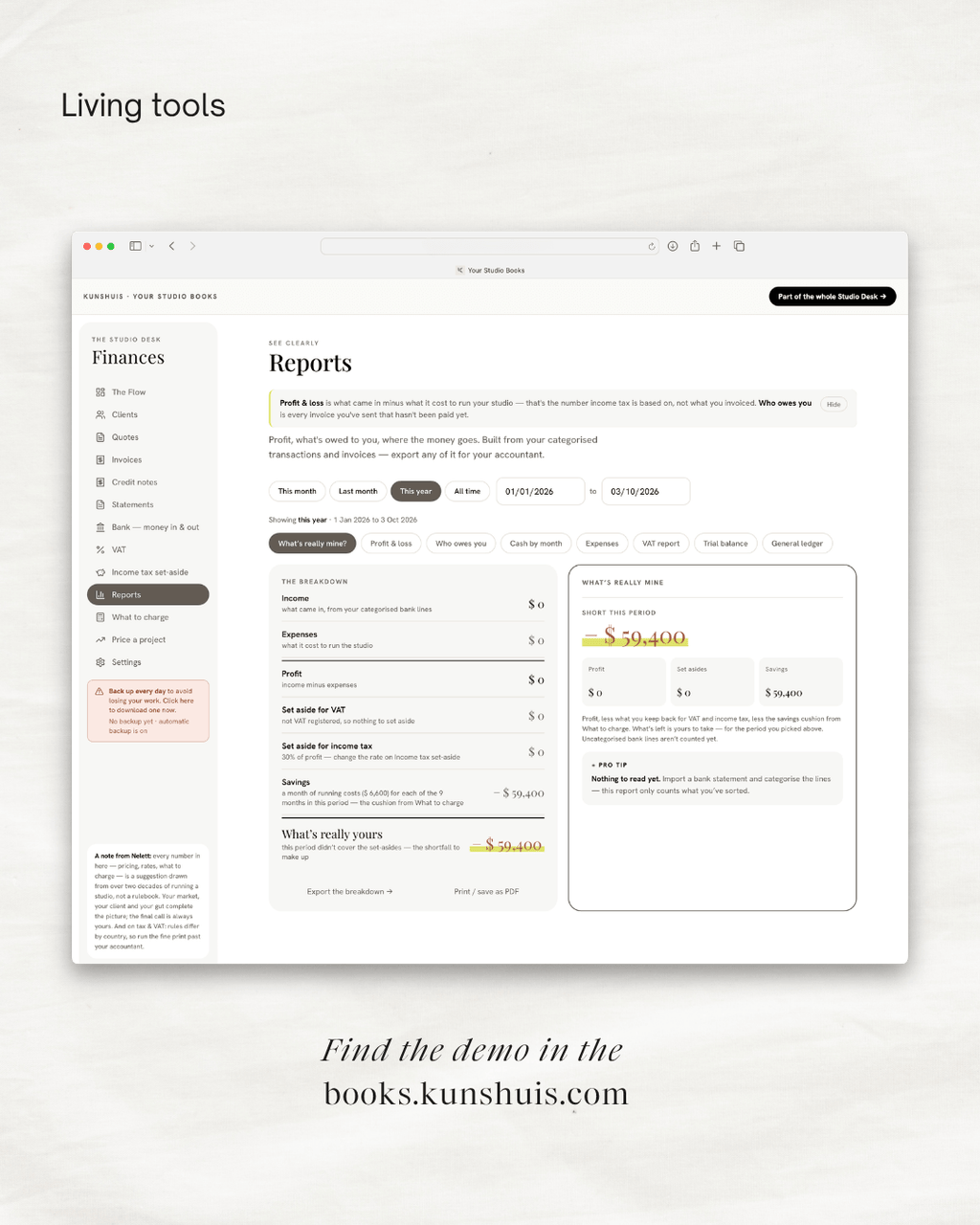 Your Studio Books – Invoicing & Bookkeeping app for Designers